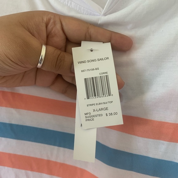 Onxy moda stripped shirt orange blue shirt - Picture 5 of 5